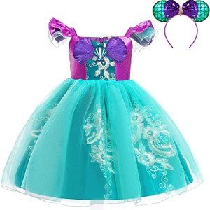 Girls Mermaid Princess Dress Lace Tulle Costume